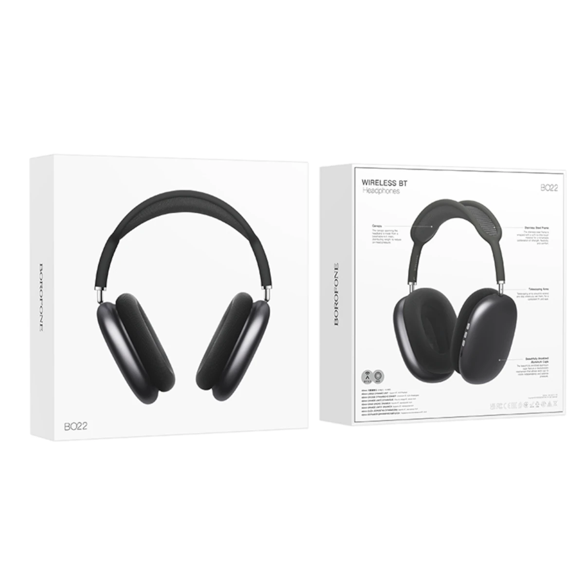 Borofone Ακουστικά HeadPhones με Bluetooth Elegant BO22 Dark Grey-2