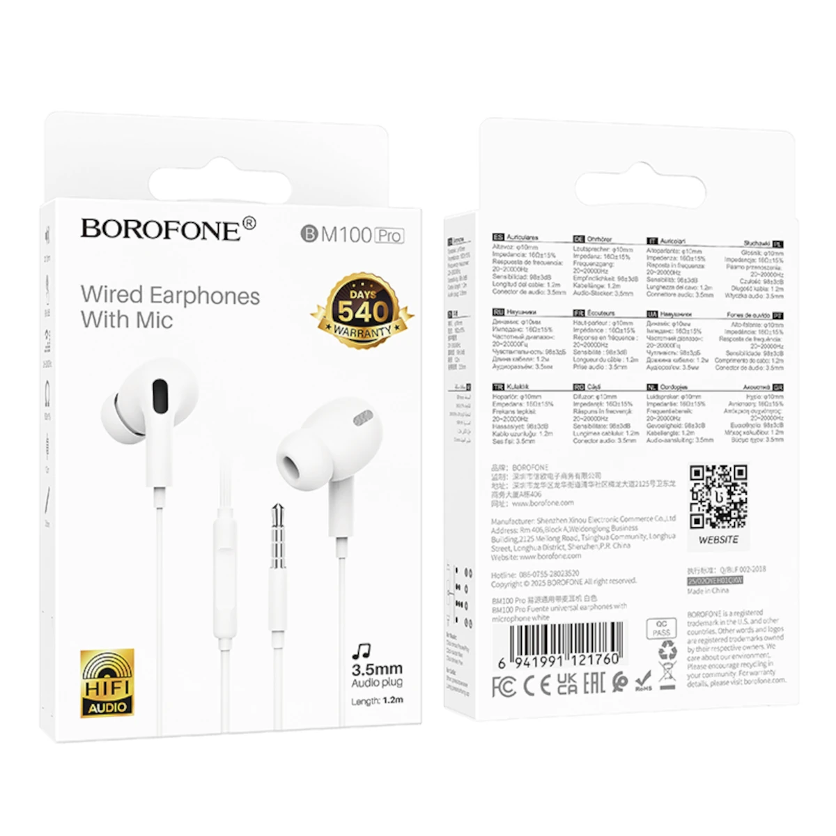 Borofone Ακουστικά με Καλώδιο Jack 3.5mm BM100 Pro White-4