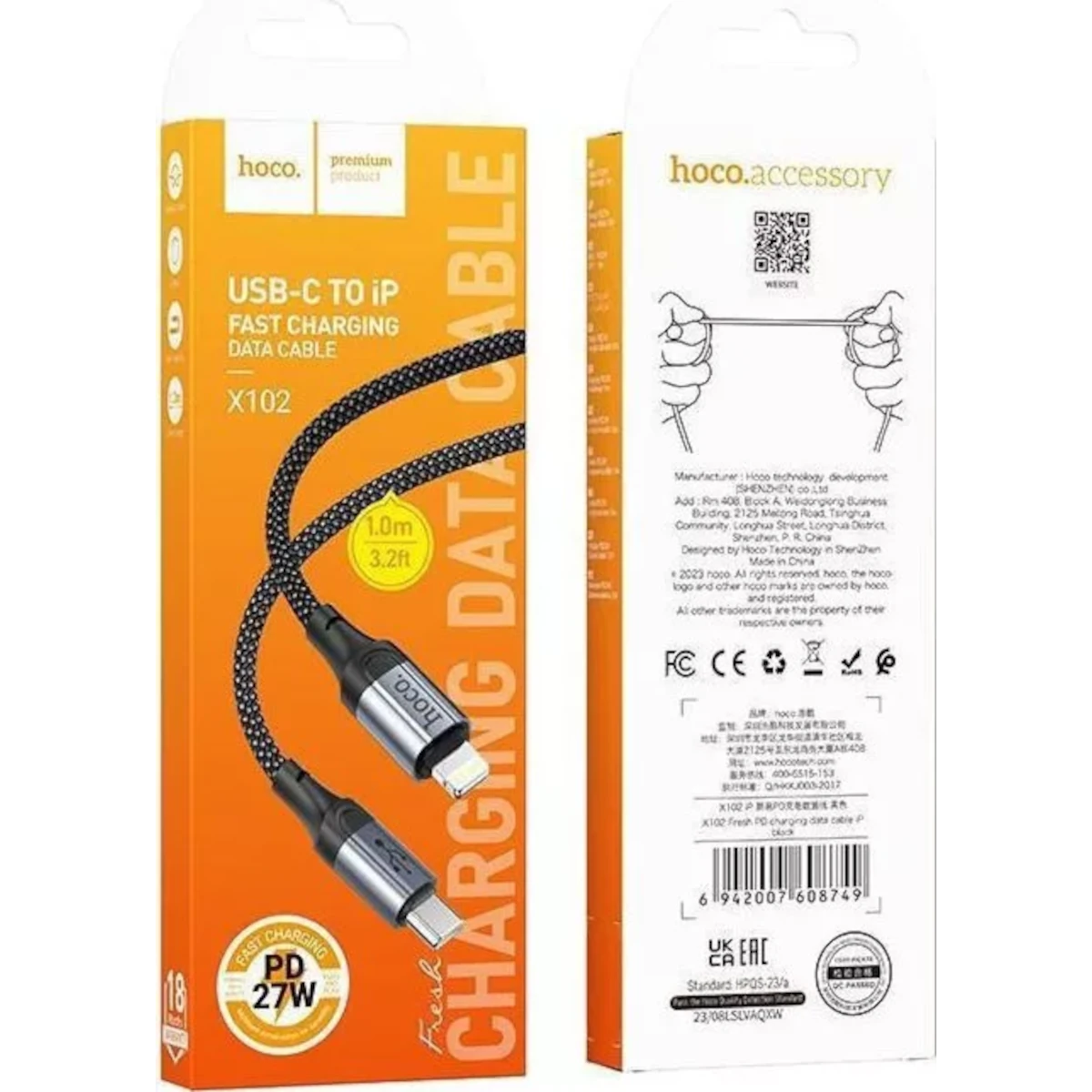 Hoco-Καλώδιο-Usb-C-to-Lightning-1m-27W-X109-Black-0 Hoco Καλώδιο USB-C to Lightning 1m 27W X109 Black - Image 1