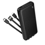 Borofone PowerBank 10.000mAh Usb-A με Καλώδιο USB, USB-C, Lightning BJ79 Clever Black - Image 4