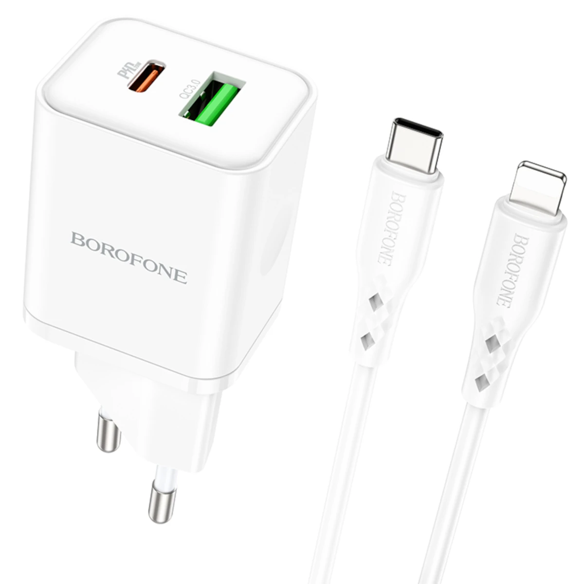 Borofone Φορτιστής USB-C & USB-A με Καλώδιο Type-C to Lightning 1m 20W BN7 White-0 Borofone Φορτιστής USB-C & USB-A με Καλώδιο Type-C to Lightning 1m 20W BN7 White - Image 1