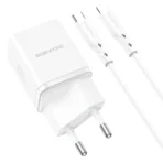 Borofone Φορτιστής USB-C & USB-A με Καλώδιο Type-C to Lightning 1m 20W BN7 White - Image 4