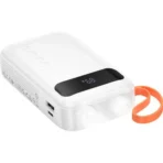 Hoco PowerBank 10.000mAh USB με Καλώδιο USB, USB-C, Lightning και Φακό J151 White - Image 2