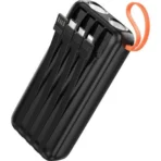 Hoco PowerBank 20.000mAh USB με Καλώδιο USB, USB-C, Lightning και Φακό J151A Black - Image 2