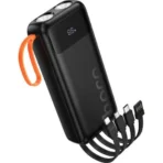 Hoco PowerBank 20.000mAh USB με Καλώδιο USB, USB-C, Lightning και Φακό J151A Black - Image 3