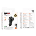 Borofone Φορτιστής Αυτοκινήτου USB-C 20W με Καλώδιο USB to Lightning BZ34A Cloud Black