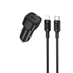 Borofone Φορτιστής Αυτοκινήτου USB-C 20W με Καλώδιο USB to Lightning BZ34A Cloud Black - Image 2