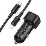 Borofone Φορτιστής Αυτοκινήτου USB-C 20W με Καλώδιο USB to Lightning BZ34A Cloud Black - Image 3