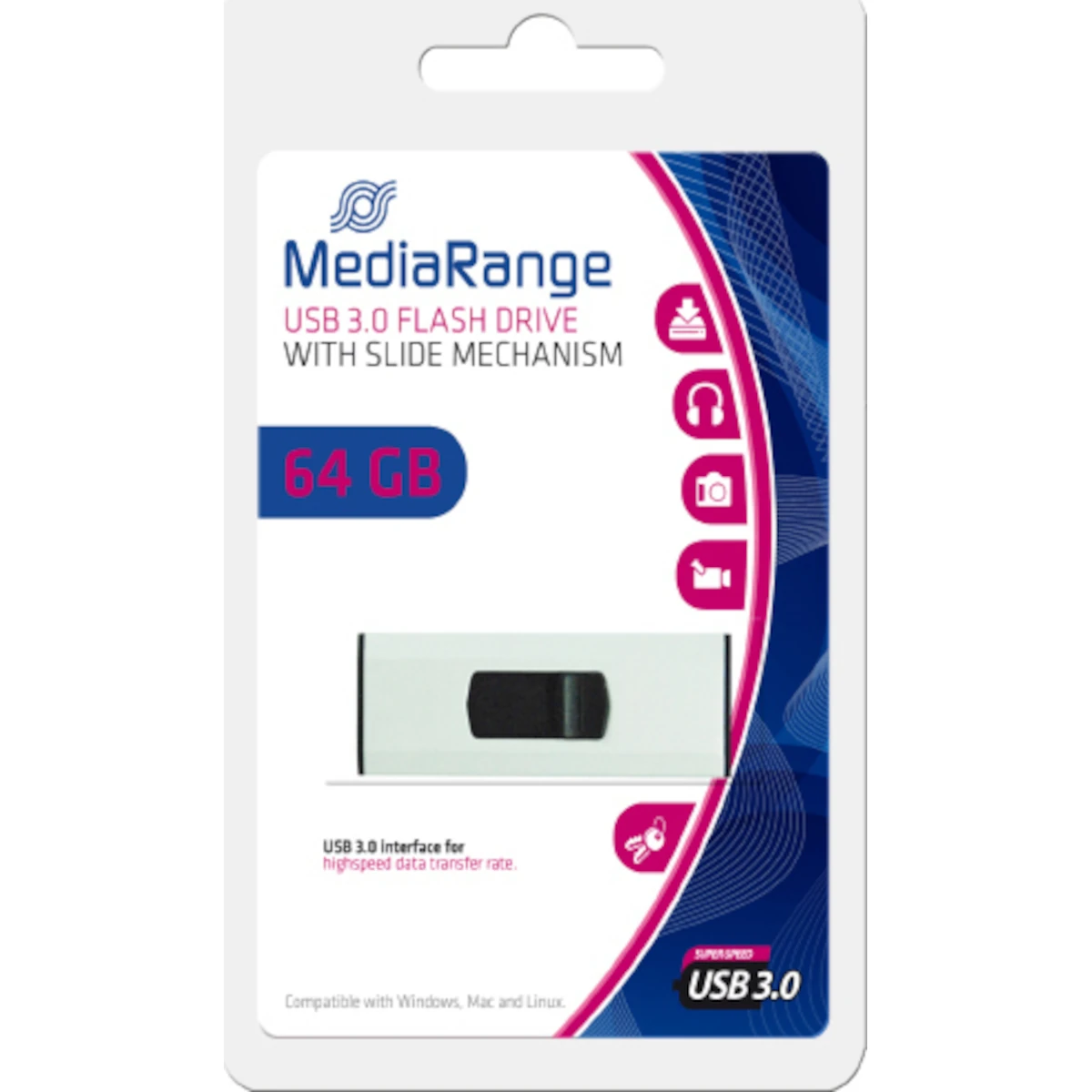 MediaRange USB 3.0 Stick 64GB 0 MediaRange USB 3.0 Stick 64GB - Image 1