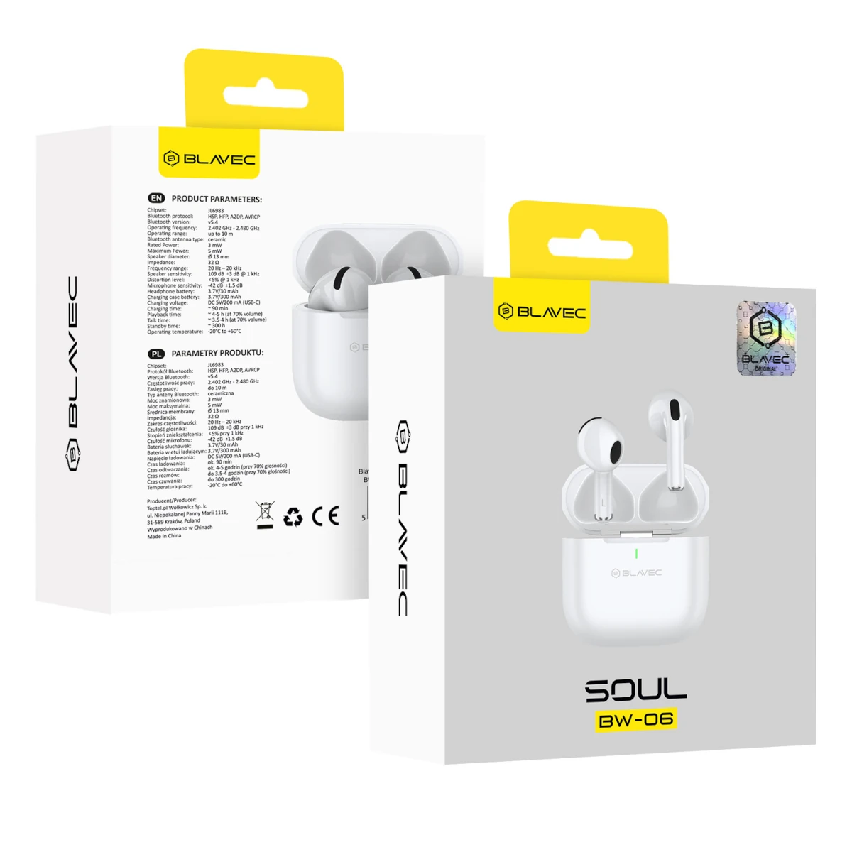 Blavec Bluetooth Ακουστικά TWS Soul BW-06 White