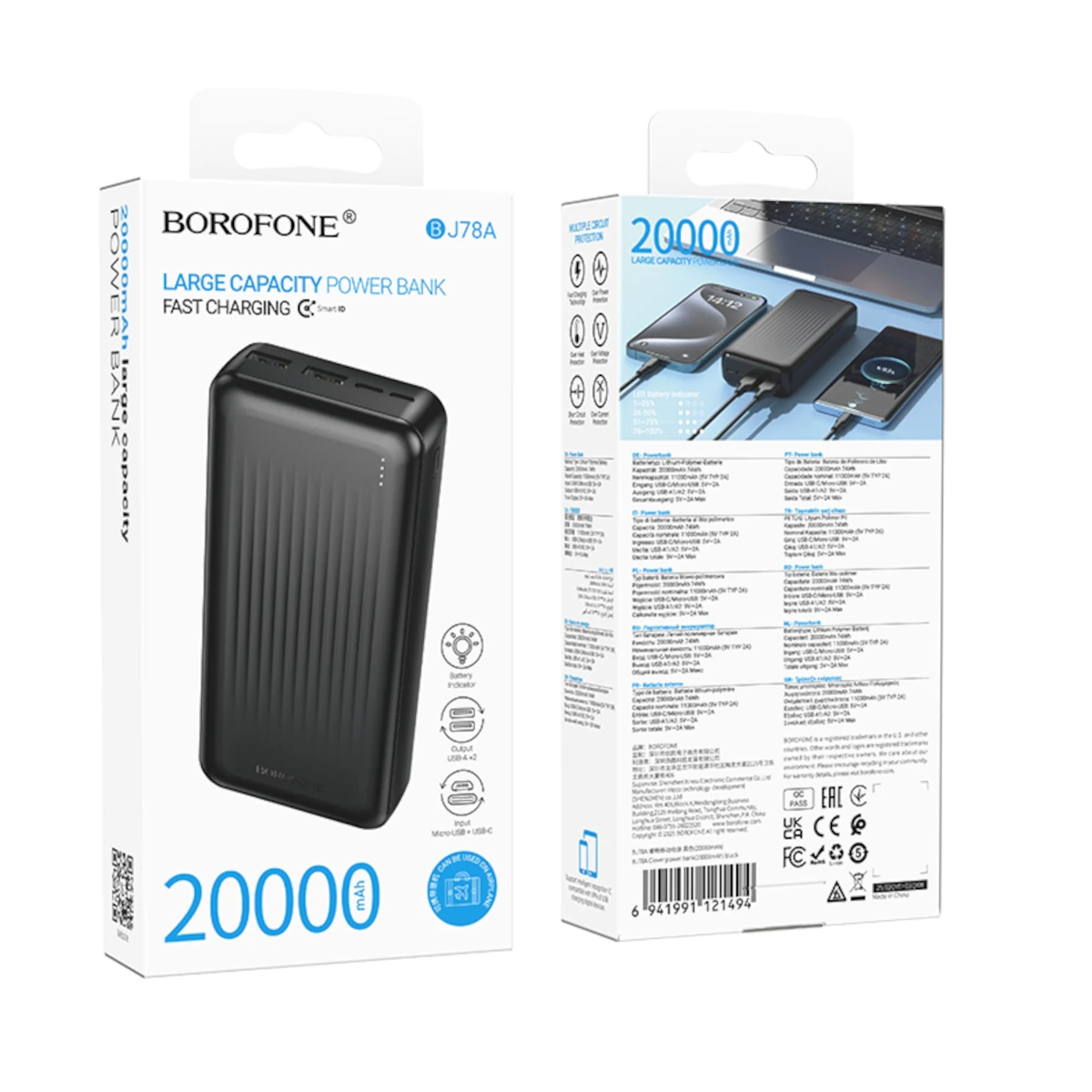 Borofone PowerBank 20.000mAh 2xUSB BJ78A Clever Black 0 Borofone PowerBank 20.000mAh 2xUSB BJ78A Clever Black - Image 1