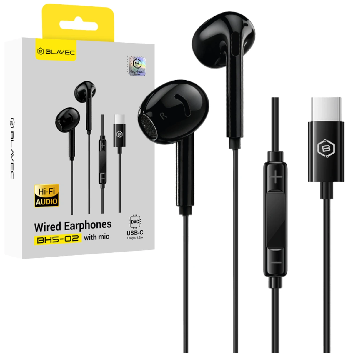 Blavec Ακουστικά με Καλώδιο USB-C BHS-02 Black 0 Blavec Ακουστικά με Καλώδιο USB-C BHS-02 Black - Image 1
