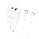 Borofone Φορτιστής USB-C/USB με Καλώδιο Τype-C to Type-C 1m 20W BN7 White - Image 2