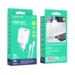 Borofone Φορτιστής USB-C/USB με Καλώδιο Τype-C to Type-C 1m 20W BN7 White