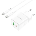 Borofone Φορτιστής USB-C/USB με Καλώδιο Τype-C to Type-C 1m 20W BN7 White - Image 4