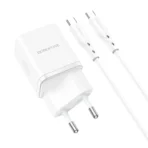 Borofone Φορτιστής USB-C/USB με Καλώδιο Τype-C to Type-C 1m 20W BN7 White - Image 5